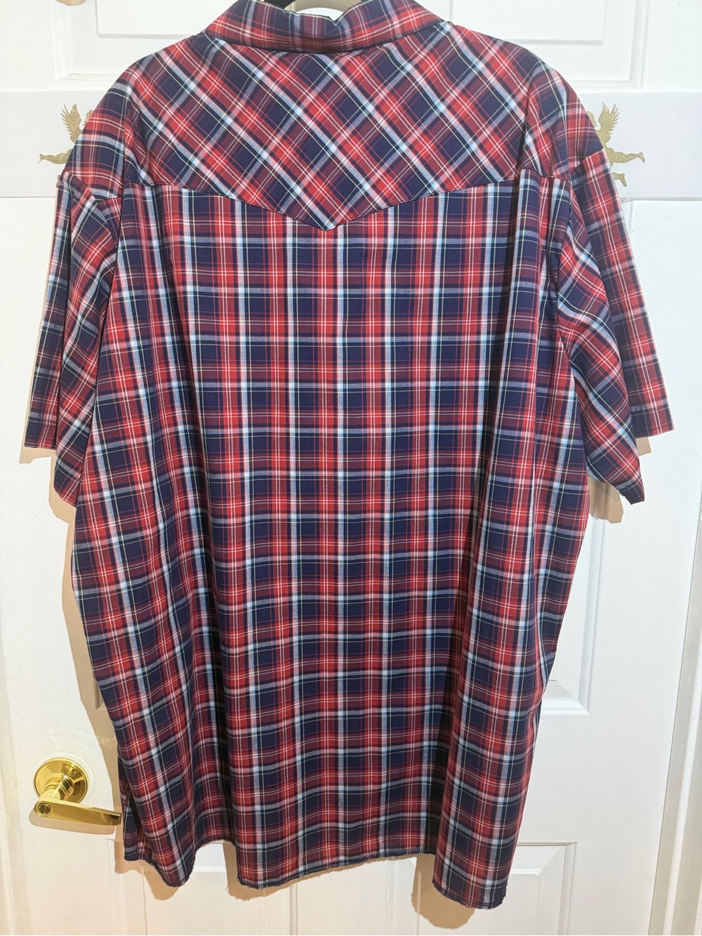 Wrangler Red and Blue Plaid Short-Sleeve Button-Down Shirt - Picture 3 of 3